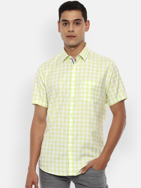 

Van Heusen Sport Men Pure Cotton Yellow Slim Fit Gingham Checks Casual Shirt
