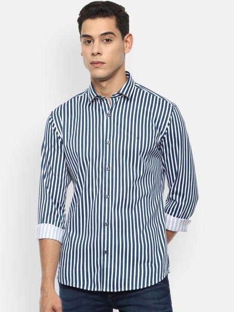 

Van Heusen Sport Men Navy Blue Slim Fit Opaque Striped Casual Shirt
