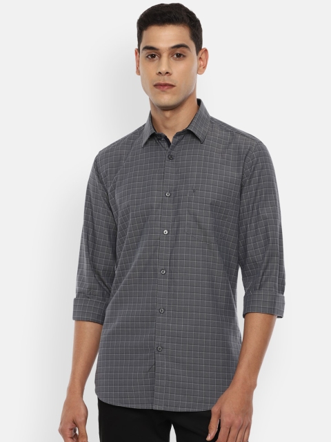 

Van Heusen Sport Men Grey Slim Fit Opaque Checked Pure Cotton Casual Shirt