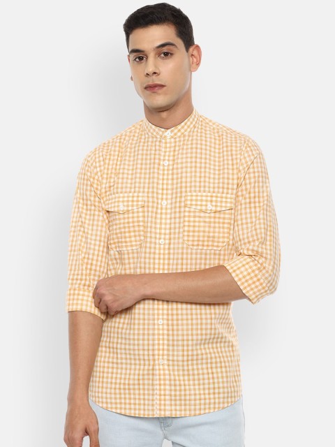 

Van Heusen Sport Men Pure Cotton Orange Slim Fit Gingham Checks Casual Shirt