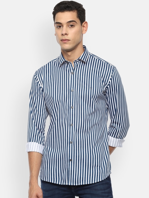 

Van Heusen Sport Men Navy Blue Slim Fit Opaque Striped Cotton Casual Shirt