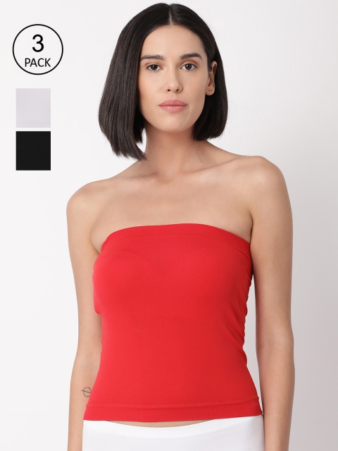 

Goldstroms Women Spandex Tube Top Pack of 3, Red