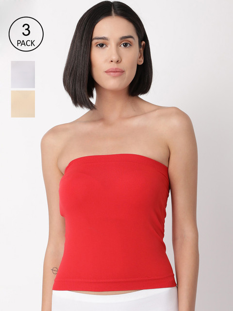 

GOLDSTROMS Women Set of 3 Strapless Tube Top Camisole, Red