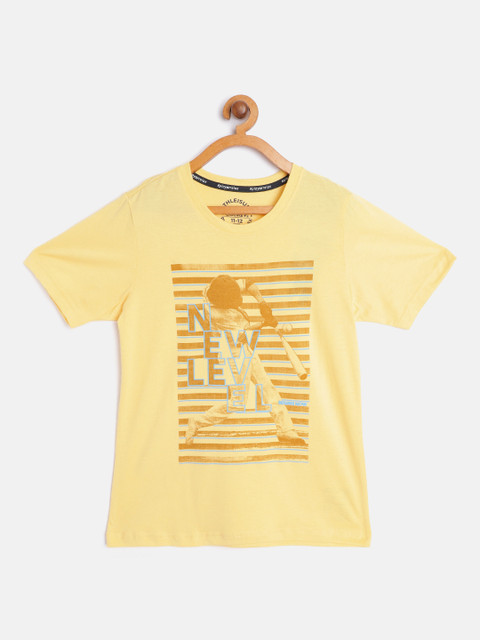 

Jockey Boys Yellow & Blue Typography Print Pure Cotton T-shirt