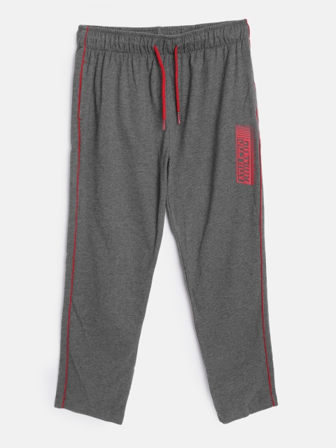 

Jockey Boys Charcoal Grey & Maroon Pure Cotton Typography Print Track Pants