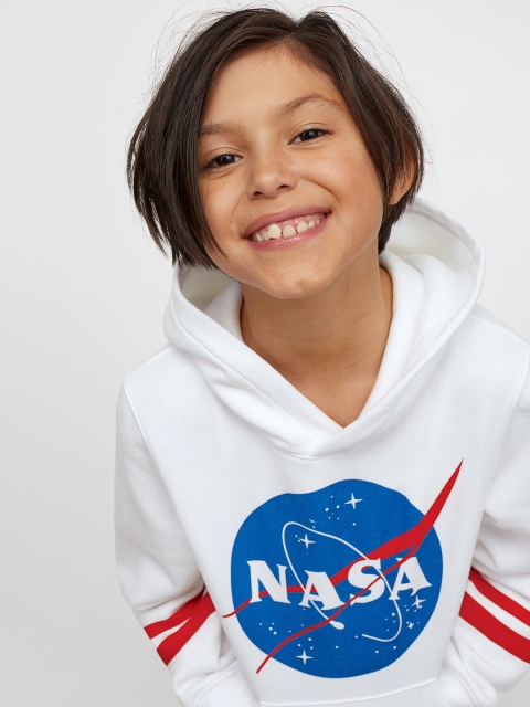 

H&M Girls White & Blue NASA Printed Hoodie