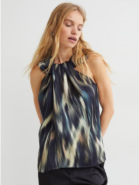 

H&M Women Black Twisted-Detail Top