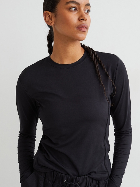 

H&M Women Black Solid Sports Top