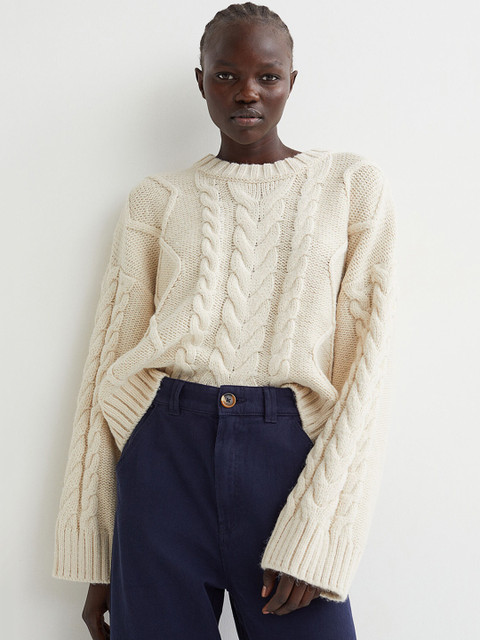 

H&M Women Blue Loose Fit High-Rise Easy Wash Trousers