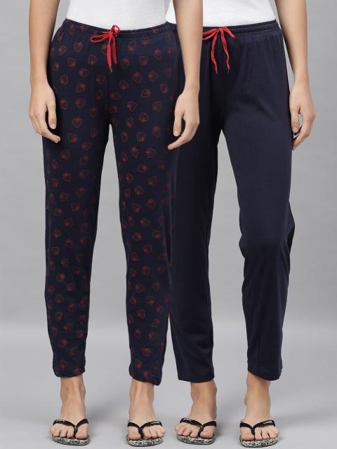 

Kryptic Women Pack of 2 Navy Blue Cotton Lounge Pants