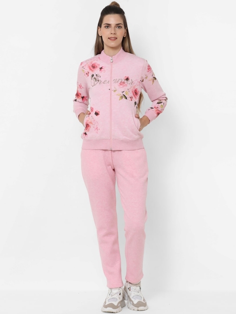 

Sweet Dreams Women Pink & Green Floral Printed Cotton Tracksuit
