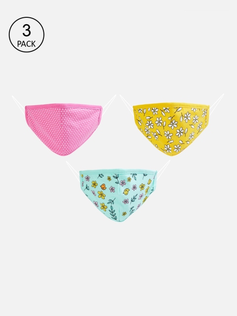 

Fame Forever by Lifestyle Girls Pack Of 3 Printed 3-Ply Cotton Protective Outdoor Cloth Masks, Pink