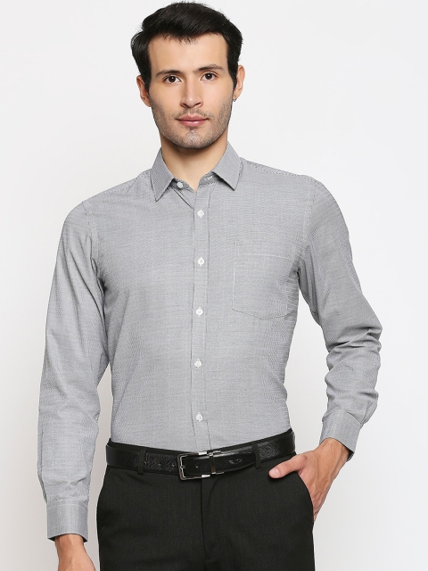 

Solemio Men Grey Opaque Printed Formal Shirt