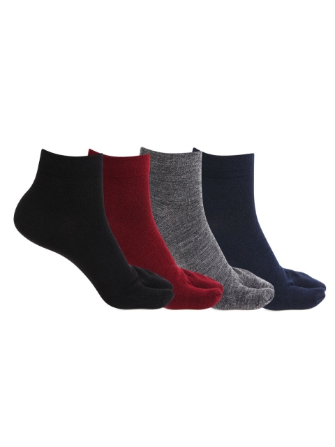 

Bonjour Women Pack Of 4 Woolen Designer Ankle Length Thumb Socks, Grey