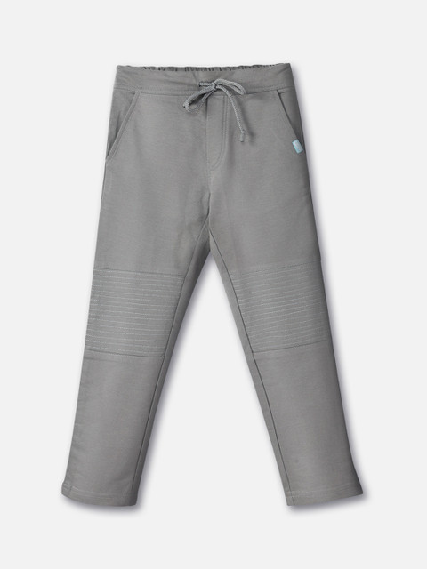 

You Got Plan B Boys Grey Solid Pure Cotton Track Pants