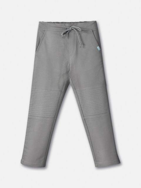 

You Got Plan B Boys Grey Solid Pure Cotton Track Pants