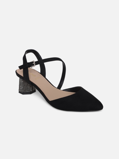 

ALDO Black Textured Block Pumps