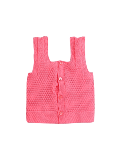 

Little Angels Girls Pink Knitted Self Designed Acrylic Sweater Vest