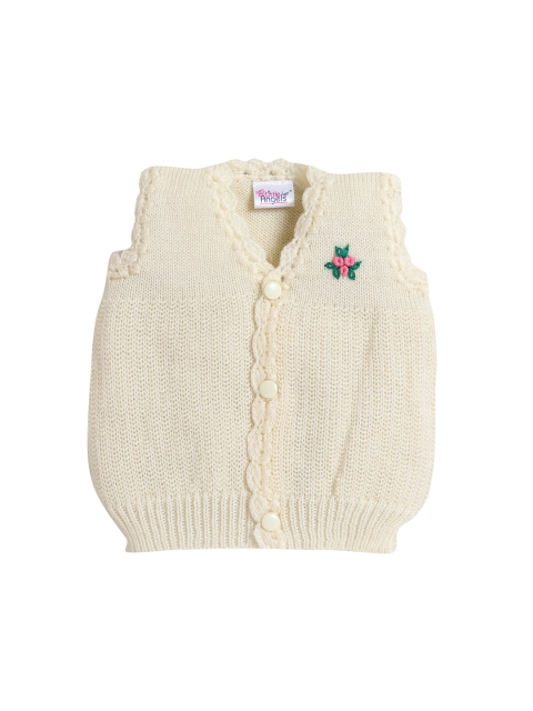 

Little Angels Kids Cream-Coloured & Red Embroidered Sweater Vest