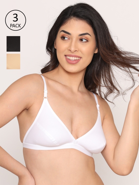 

Kalyani Women Pack Of 3 Non-Padded Plunge Bra 5028, White