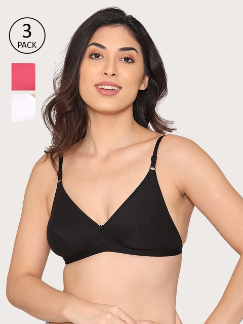 

Kalyani Pack of 3 Solid Non Wired Medium Coverage Plunge Bra 5028, Black