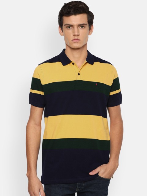 

Louis Philippe Sport Men Yellow Striped Polo Collar T-shirt