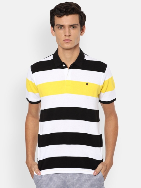 

Louis Philippe Sport Men Black & White Striped Polo Collar Monochrome T-shirt