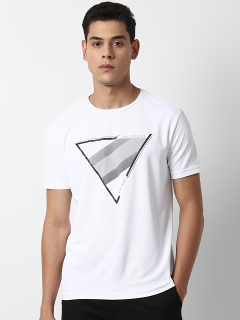 

Louis Philippe Sport Men White Printed Raw Edge T-shirt