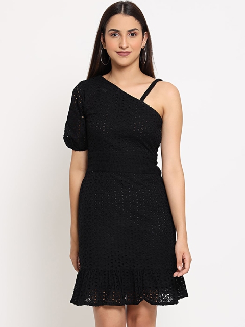 

MARC LOUIS Black One Shoulder Sheath Dress