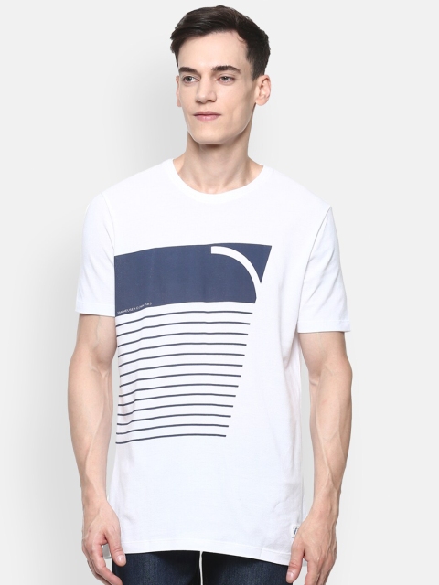 

VAN HEUSEN DENIM LABS Men White Printed Cotton T-shirt