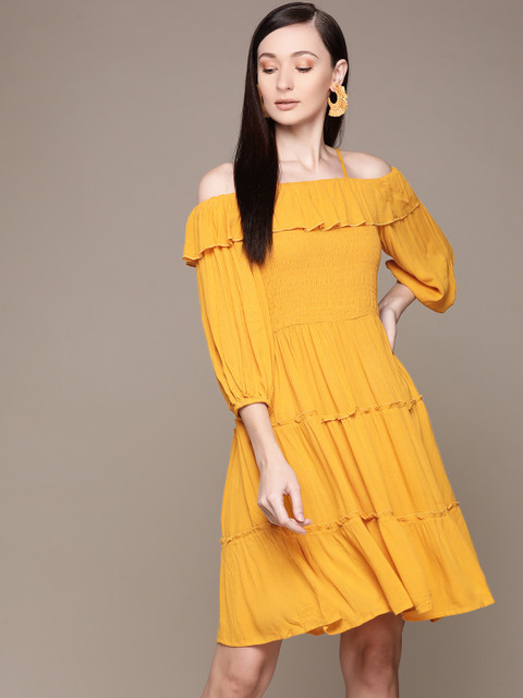 

Label Ritu Kumar Yellow Crepe Dress