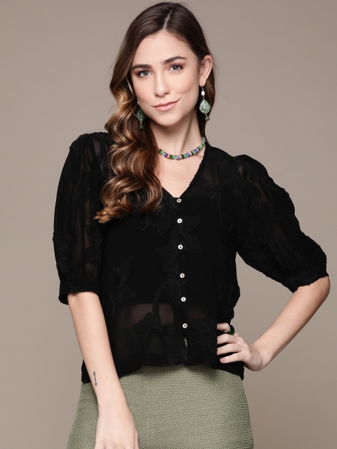 

Label Ritu Kumar Black Shirt Style Top With Camisole