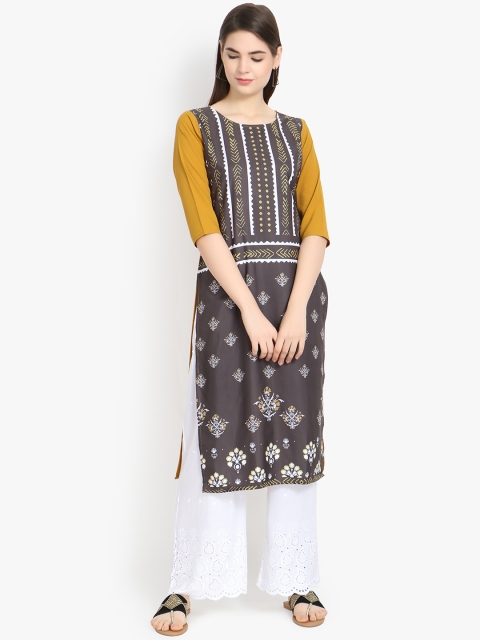 

ALC Creations Women Grey Geometric Printed Crepe Kurta