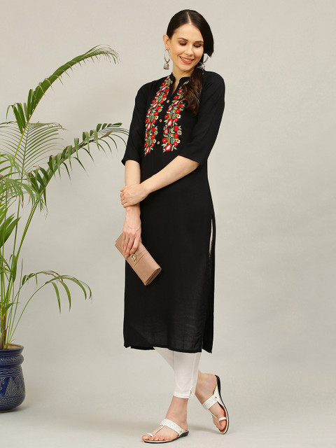 

ALC Creations Women Black Yoke Design Thread Work Kurta