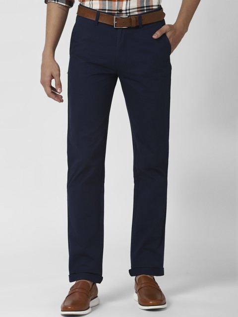 

Peter England Casuals Men Navy Blue Slim Fit Pure Cotton Chinos