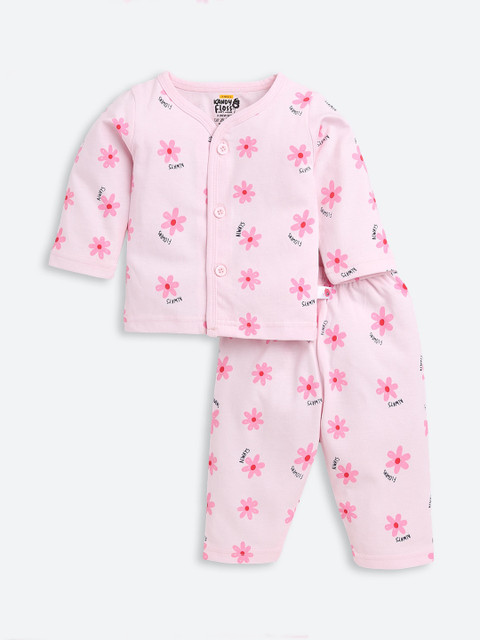 

AMUL Kandyfloss Unisex Kids Pink & Black Printed Night suit
