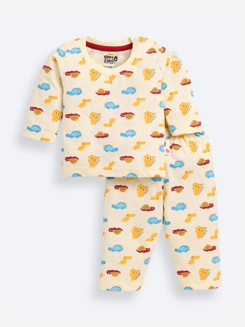 

AMUL Kandyfloss Kids Yellow & Blue Printed Night suit