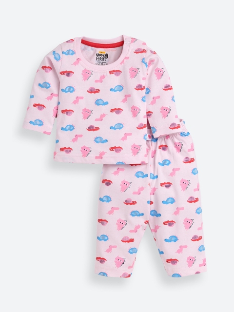 

AMUL Kandyfloss Unisex Kids Pink & Blue Printed Night suit