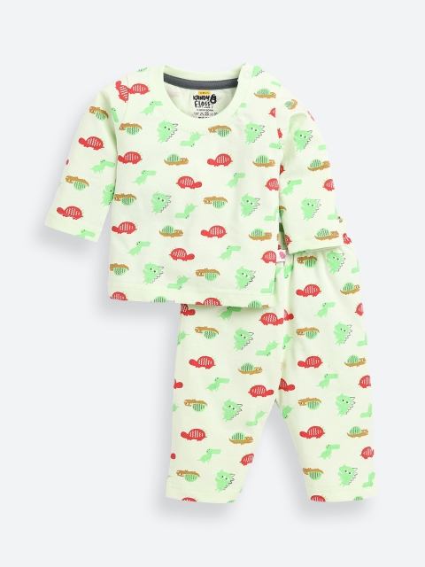 

AMUL Kandyfloss Unisex Kids Green & Red Printed Night suit