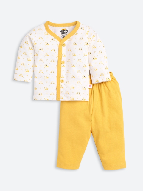

AMUL Kandyfloss Unisex Kids Yellow & White Printed Night suit