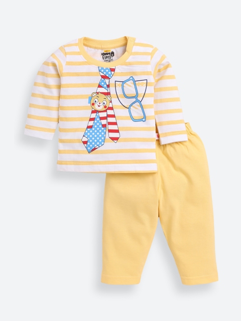 

AMUL Kandyfloss Unisex Kids Yellow & White Printed Night suit