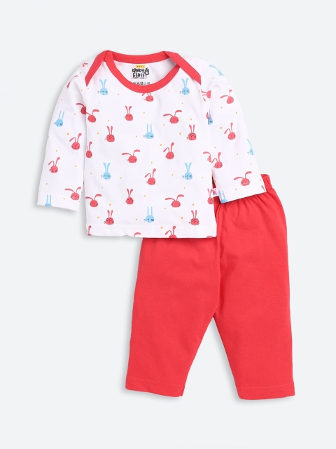 

AMUL Kandyfloss Unisex Kids Red & White Printed Night suit