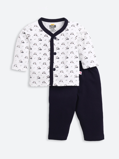 

AMUL Kandyfloss Unisex Kids Navy Blue & White Printed Night suit
