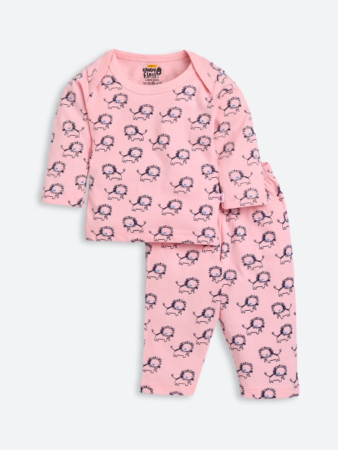 

AMUL Kandyfloss Unisex Kids Pink & Black Printed Night suit