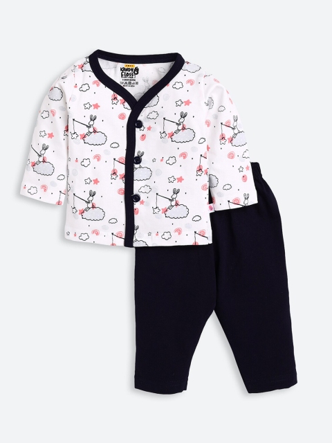 

AMUL Kandyfloss Unisex Kids Navy Blue & White Printed Night suit