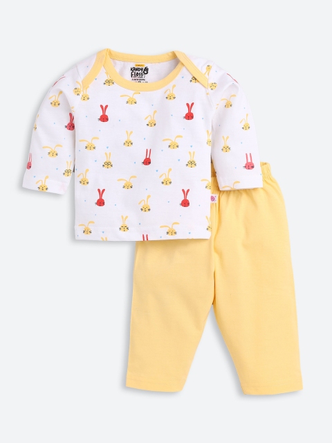 

AMUL Kandyfloss Unisex Kids Yellow & White Printed Night suit