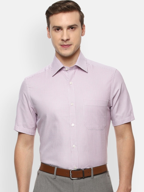 

Louis Philippe Men Purple Micro Checks Opaque Pure CottonChecked Formal Shirt