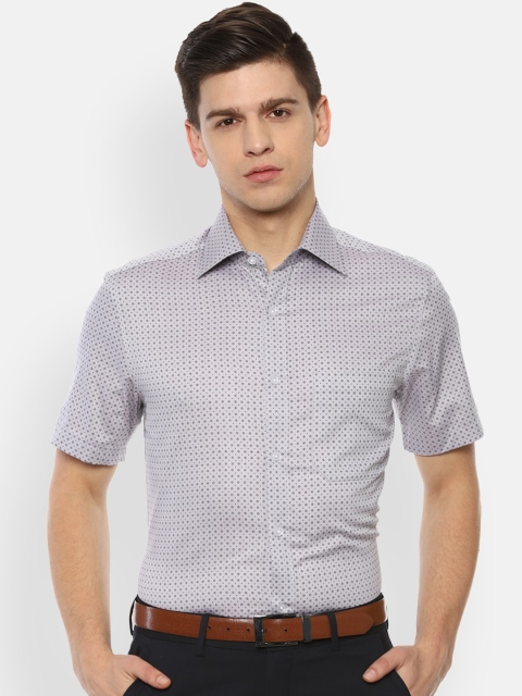

Louis Philippe Men White Opaque Printed Formal Shirt