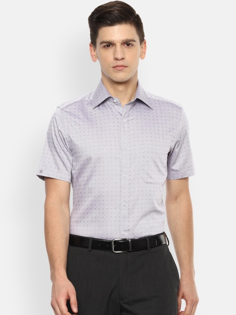 

Louis Philippe Men Grey Opaque Micro Printed Formal Shirt