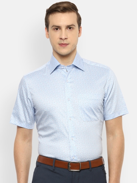 

Louis Philippe Men Blue Opaque Printed Formal Shirt